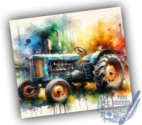 Farm Tractor 20oz Skinny Tumbler, Tractor Tumbler Png, Straight & Tapered Tumbler Wrap, Instant Digital Download Sublimation ToriDesigns 