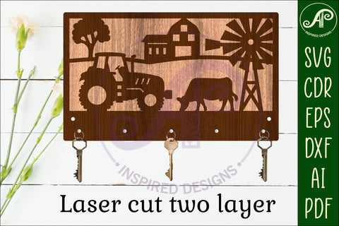 Farm tractor Key holder designs for wood and metal cutting SVG APInspireddesigns 