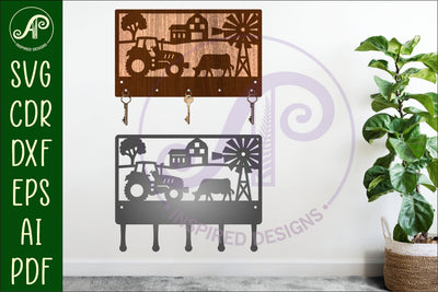 Farm tractor Key holder designs for wood and metal cutting SVG APInspireddesigns 