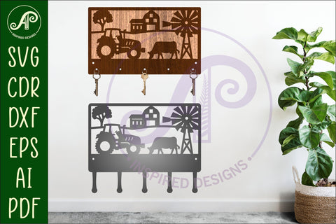 Farm tractor Key holder designs for wood and metal cutting SVG APInspireddesigns 