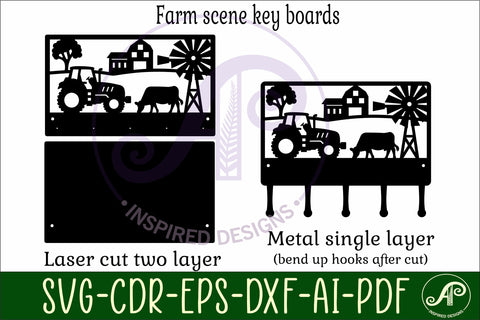 Farm tractor Key holder designs for wood and metal cutting SVG APInspireddesigns 