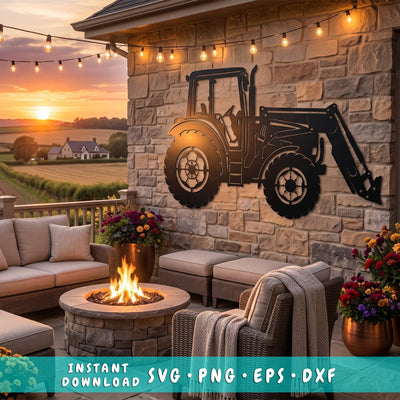 Farm Tractor Laser SVG | Tractor DXF Cut File | CNC Plasma Laser Cut Files | Rustic Farm Decor SVG HappyDesignStudio 