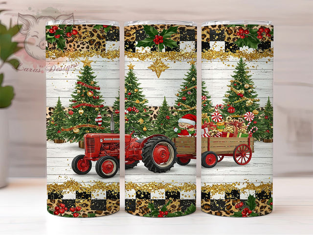 Farm Tractor Rustic Christmas Tumbler Wrap, Christmas Tractor Sublimation, Holiday Tumbler PNG, 20oz Skinny Tumbler Design, Christmas Farm Decor Tumbler, Rustic Christmas Wrap Sublimation Lara' s Designs 