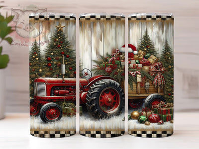 Farm Tractor Rustic Christmas Tumbler Wrap, Christmas Tractor Sublimation, Holiday Tumbler PNG, 20oz Skinny Tumbler Design, Christmas Farm Decor Tumbler, Rustic Christmas Wrap Sublimation Lara' s Designs 