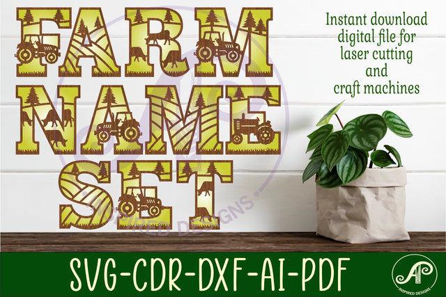 Farm tractor theme alphabet set. 2 layer 86 letters. SVG APInspireddesigns 