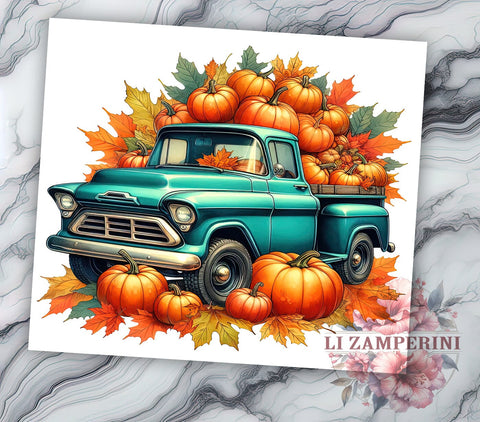 Farm Truck 20oz Tumbler Wrap PNG, Autumn Vibes Tumbler Png, Straight & Tapered Tumbler Wrap, Instant Digital Download Sublimation Li Zamperini 