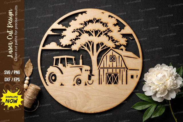 Farm Truck Landscape Laser Cut, farm truck svg, landscape svg, SVG Regulrcrative 