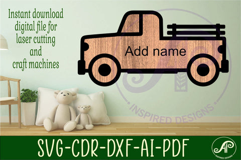 Farm truck outline two layer name sign SVG APInspireddesigns 