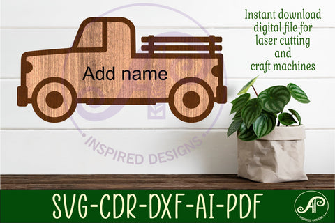 Farm truck outline two layer name sign SVG APInspireddesigns 