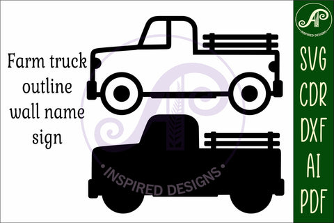 Farm truck outline two layer name sign SVG APInspireddesigns 