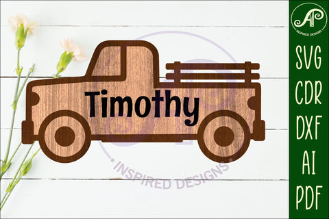 Farm truck outline two layer name sign SVG APInspireddesigns 