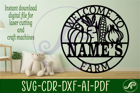 Farm vegetables sign svg laser cut template SVG APInspireddesigns 