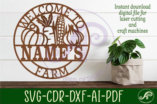 Farm vegetables sign svg laser cut template SVG APInspireddesigns 