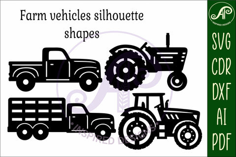 Farm vehicles silhouette laser cut outs SVG APInspireddesigns 