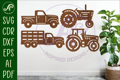 Farm vehicles silhouette laser cut outs SVG APInspireddesigns 