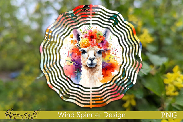 Farm Wind Spinner | Colorful Alpaca PNG Sublimation Pfiffen's World 