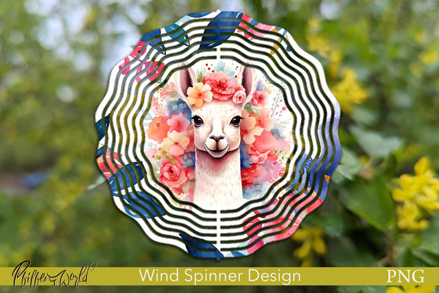 Farm Wind Spinner | Colorful Alpaca with flowers Sublimation Pfiffen's World 