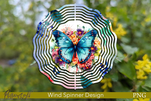 Farm Wind Spinner | Colorful Butterfly with flowers Sublimation Pfiffen's World 