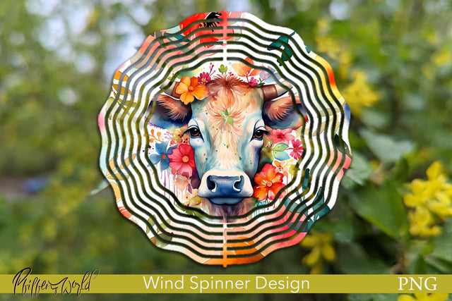 Farm Wind Spinner | Colorful Cow Design Sublimation Pfiffen's World 