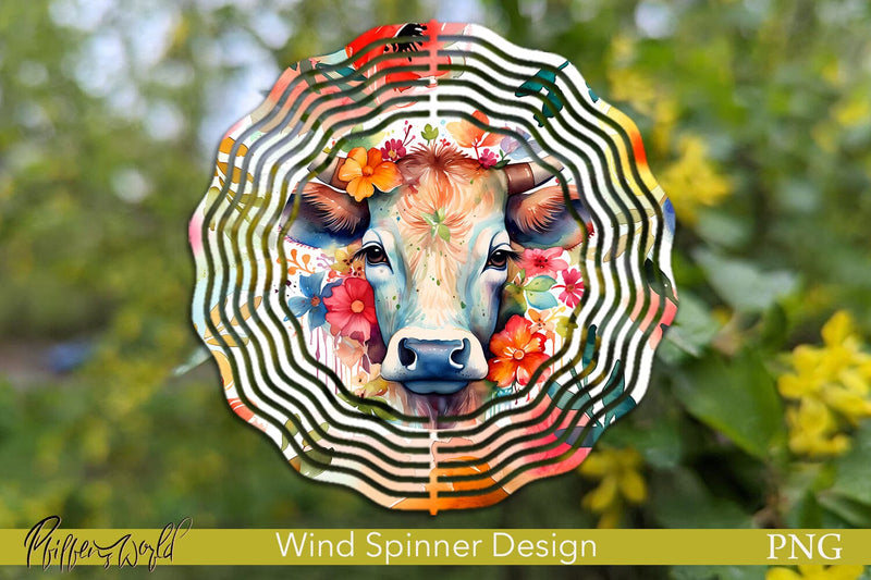 Farm Wind Spinner | Colorful Cow Design Sublimation Pfiffen's World 