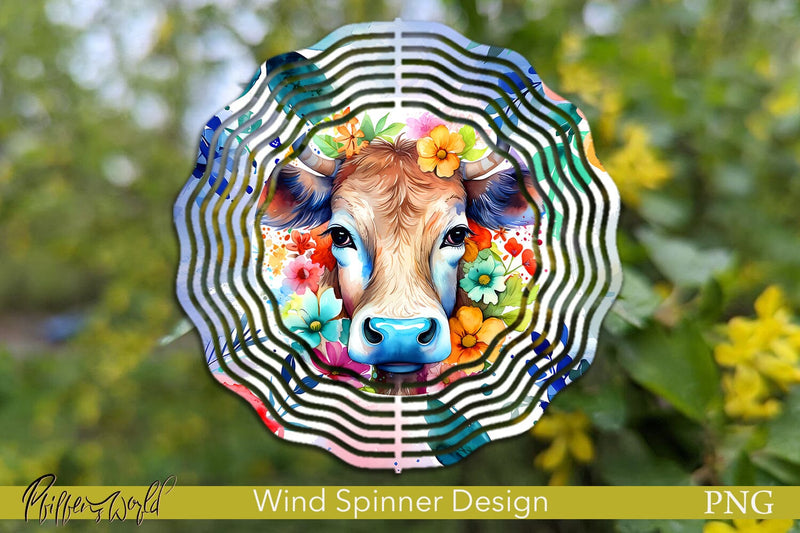 Farm Wind Spinner | Colorful Cow Sublimation Pfiffen's World 