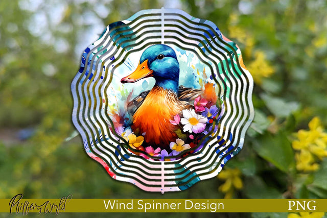 Farm Wind Spinner | Colorful Duck with flowers Sublimation Pfiffen's World 