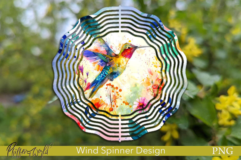 Farm Wind Spinner | Colorful Hummingbird Design Sublimation Pfiffen's World 
