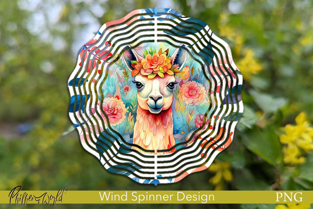 Farm Wind Spinner | Colorful Llama Design Sublimation Pfiffen's World 