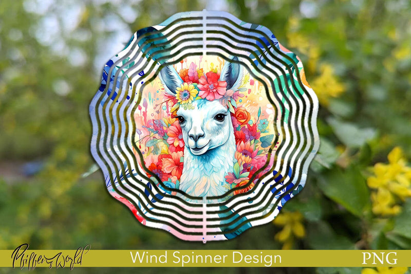 Farm Wind Spinner | Colorful Llama Sublimation Pfiffen's World 