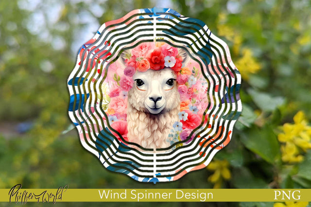 Farm Wind Spinner | Colorful Llama with flowers Sublimation Pfiffen's World 