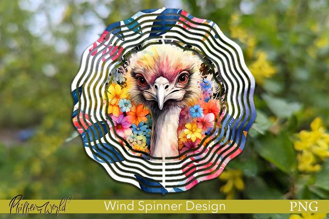 Farm Wind Spinner | Colorful Ostrich Sublimation Pfiffen's World 