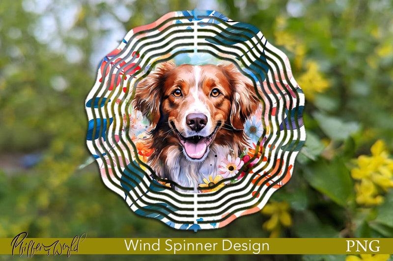 Farm Wind Spinner | Dog with flowers Design Sublimation Pfiffen's World 