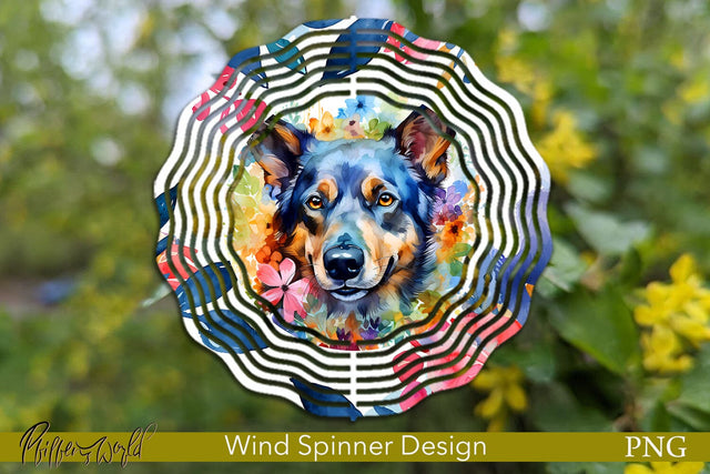 Farm Wind Spinner | Dog with flowers PNG Sublimation Pfiffen's World 