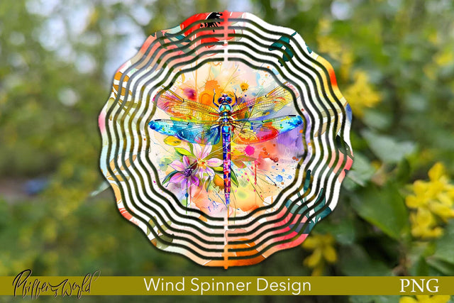 Farm Wind Spinner | Dragonfly with flowers PNG Sublimation Pfiffen's World 