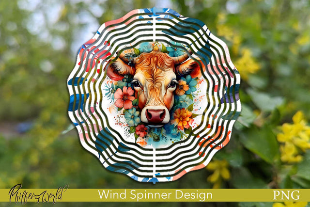 Farm Wind Spinner | Floral Cow Sublimation Pfiffen's World 