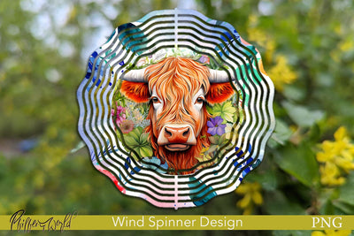 Farm Wind Spinner | Highland Cow PNG Sublimation Pfiffen's World 
