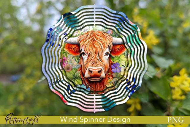 Farm Wind Spinner | Highland Cow PNG Sublimation Pfiffen's World 
