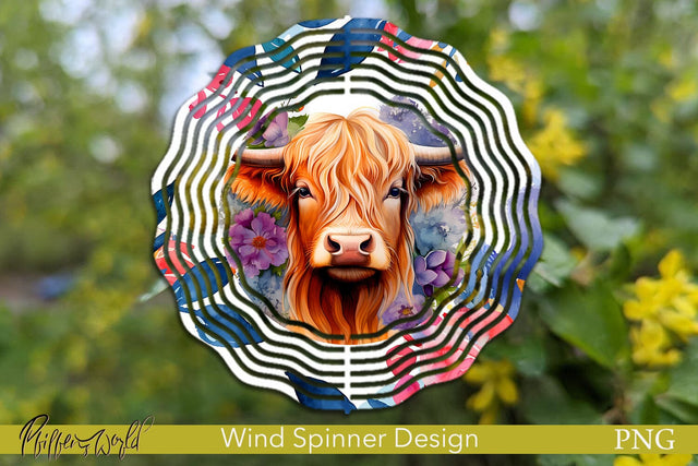 Farm Wind Spinner | Highland Cow Sublimation Pfiffen's World 