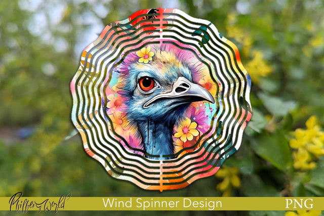 Farm Wind Spinner | Ostrich with flowers PNG Sublimation Pfiffen's World 