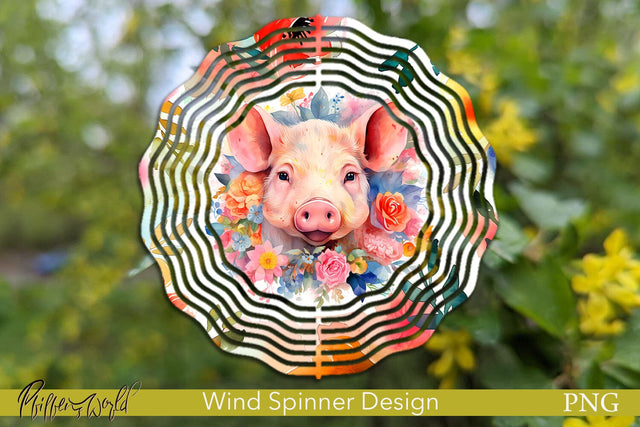 Farm Wind Spinner | Pig with flowers Sublimation Pfiffen's World 