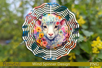 Farm Wind Spinner | Sheep with flowers Sublimation Pfiffen's World 