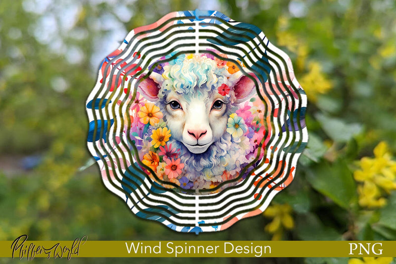 Farm Wind Spinner | Sheep with flowers Sublimation Pfiffen's World 