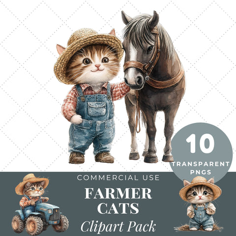 Farmer Cats Clipart | Cat PNG SVG Paige Cole Studio 