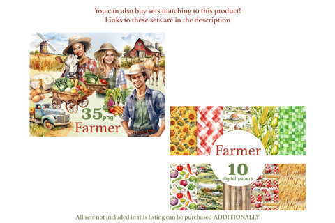 Farmer Clipart PNG | Village Illustration Set SVG GlamArtZhanna 