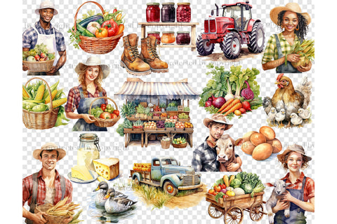 Farmer Clipart PNG | Village Illustration Set SVG GlamArtZhanna 