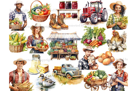 Farmer Clipart PNG | Village Illustration Set SVG GlamArtZhanna 