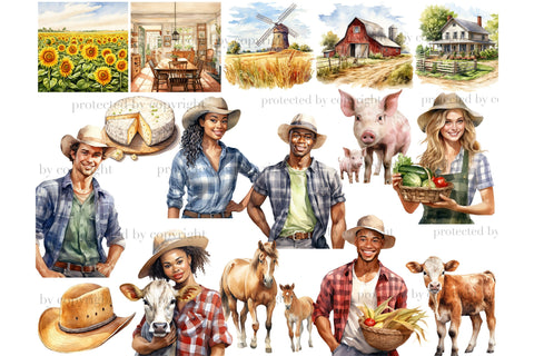 Farmer Clipart PNG | Village Illustration Set SVG GlamArtZhanna 