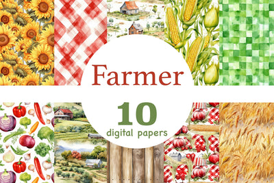 Farmer Digital Paper | Checkered Pattern Digital Pattern GlamArtZhanna 