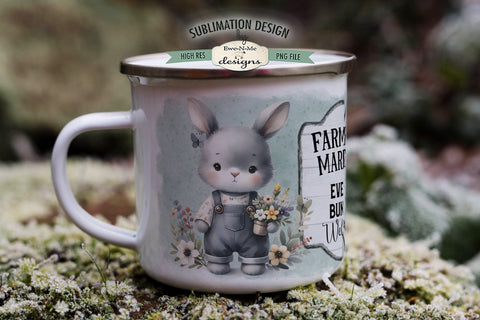 Farmers Market Bunny in Overalls | Spring Sublimation Mug PNG Sublimation Ewe-N-Me Designs 