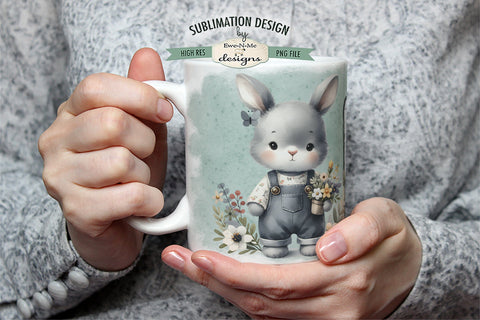 Farmers Market Bunny in Overalls | Spring Sublimation Mug PNG Sublimation Ewe-N-Me Designs 